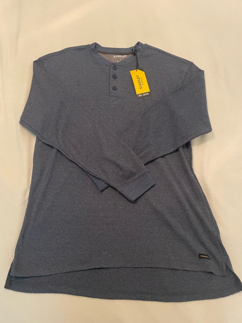 Stanley Mens Thermal Workwear Long Sleeve Henley Shirt Large Blue